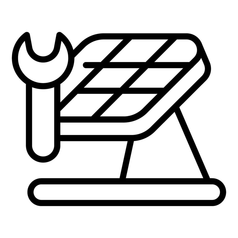 Wrench fixing solar panel installation for renewable energy vector
