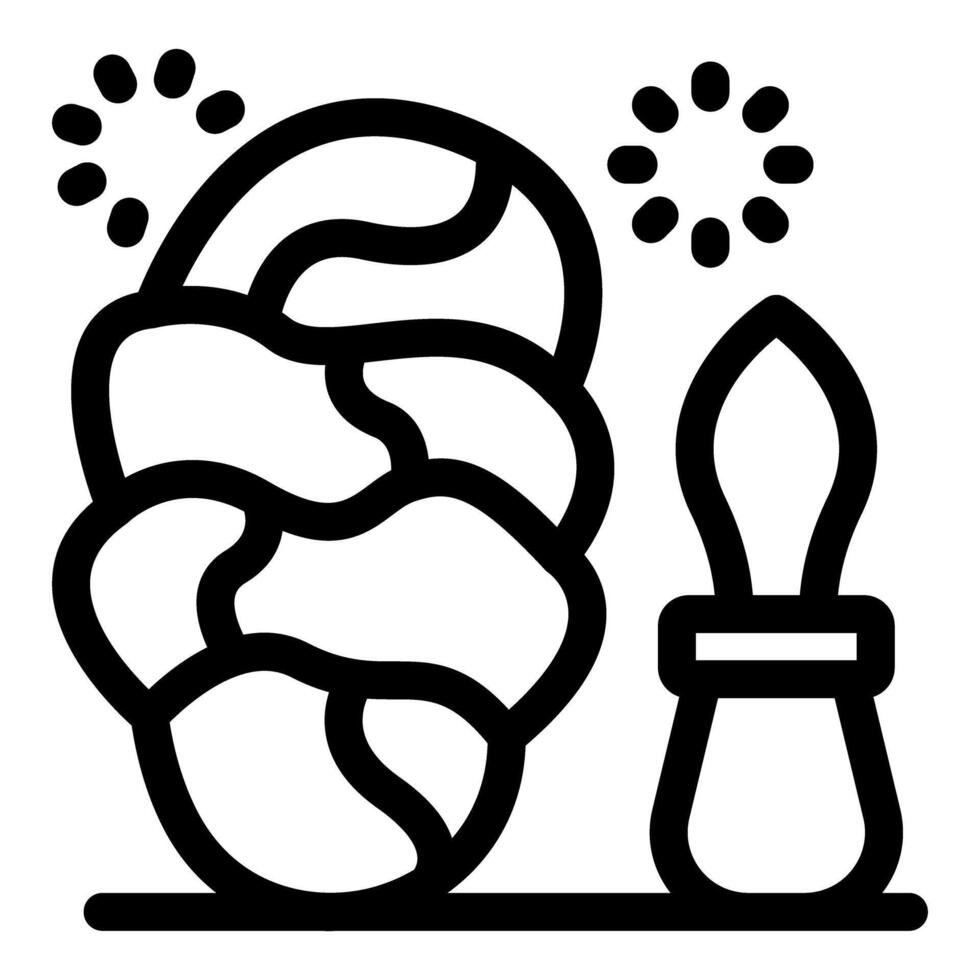 Challah bread being decorated with sesame seeds for shabbat dinner vector