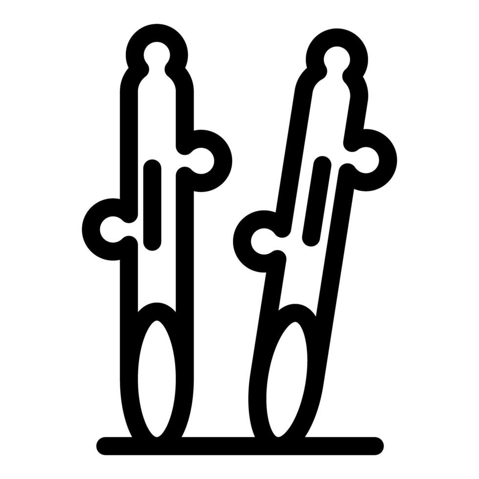 Two black sugar cane stalks growing side by side vector