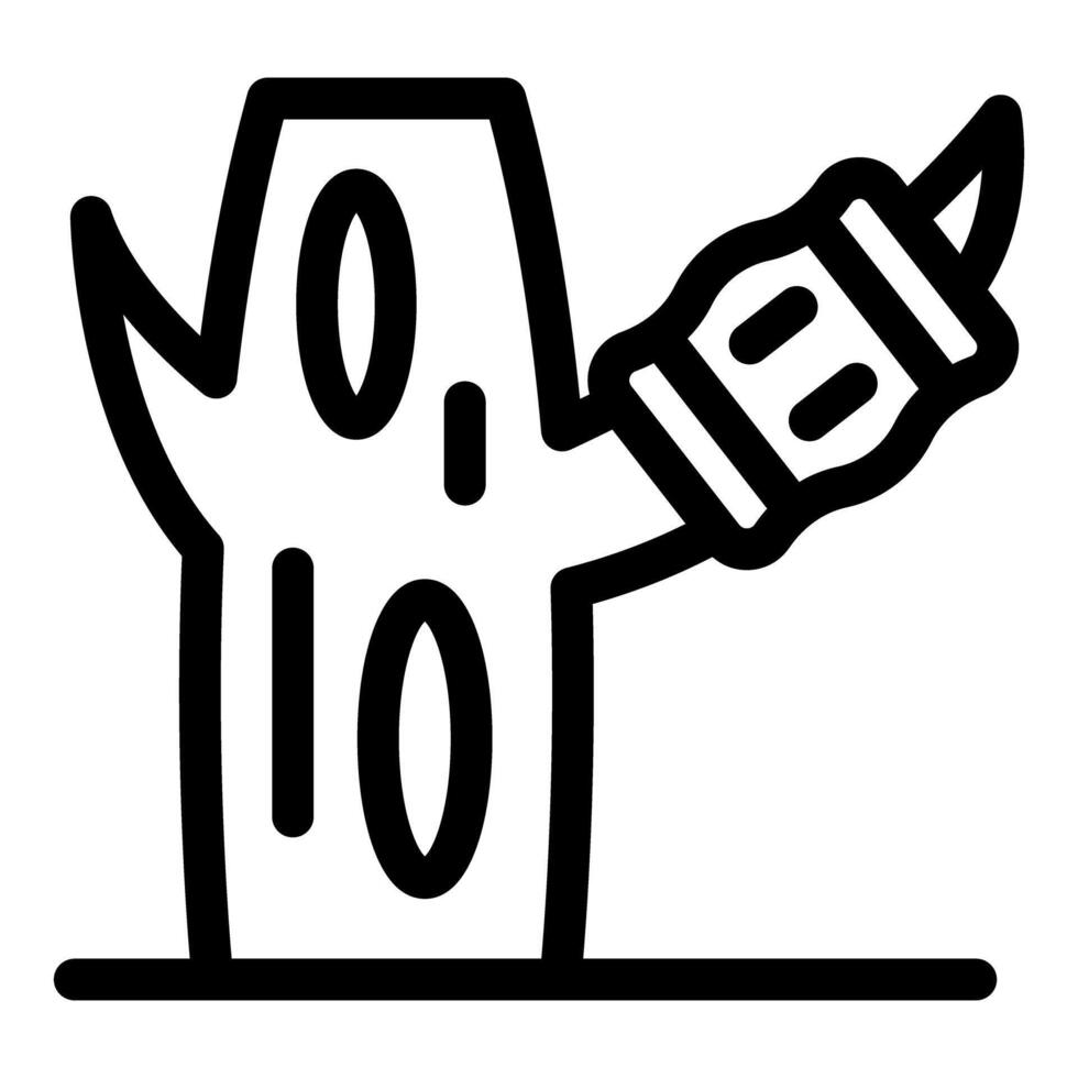 Extracting rubber from a tree using a knife and container vector