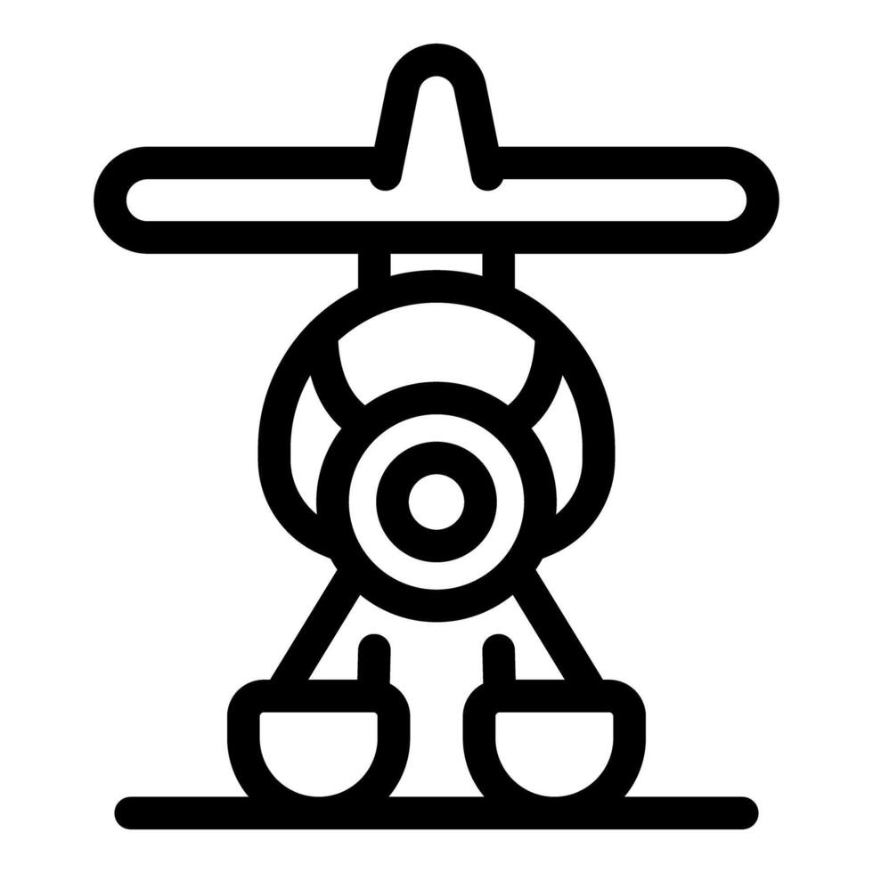 Helicopter landing on a helipad, front view line icon vector