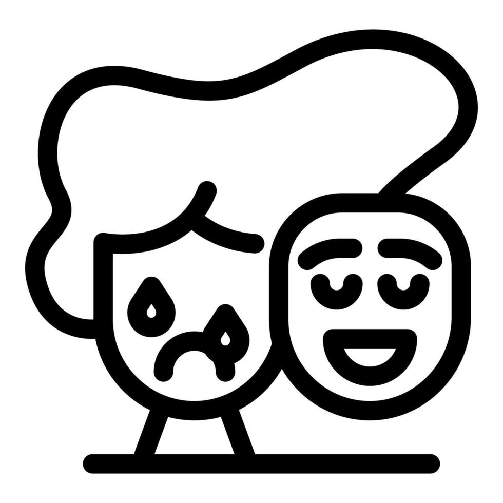 Bipolar disorder showing two opposite emotions of sadness and happiness vector