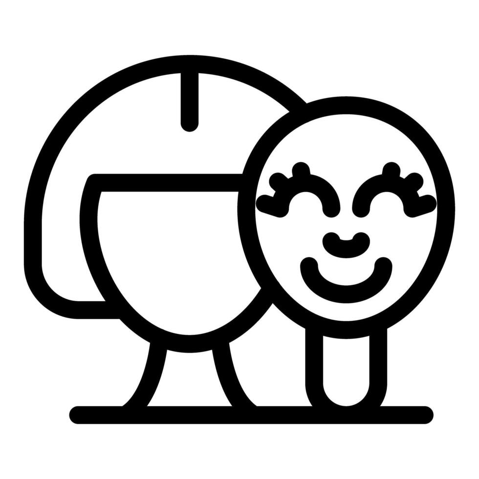 Woman looking at smiling face in round mirror reflecting positive self image vector