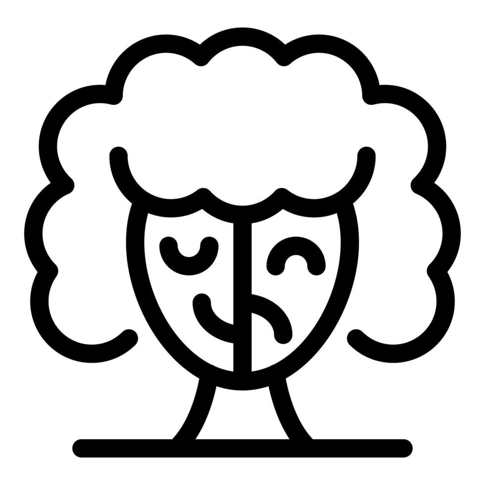 Sad tree showing negative emotions with big crown vector