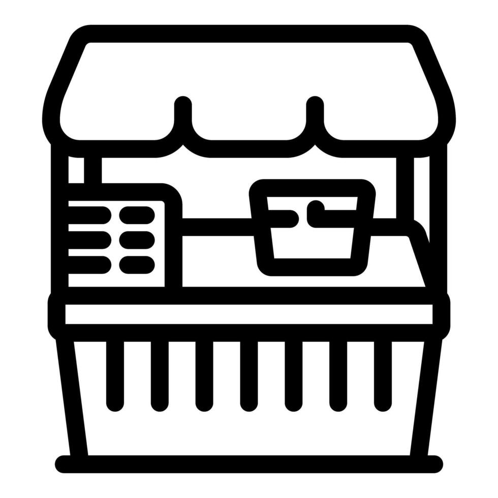 Street food stall offering snacks and drinks at local market vector