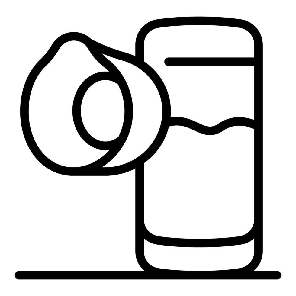 Glass with peach juice and peach slice refreshing summer drink vector