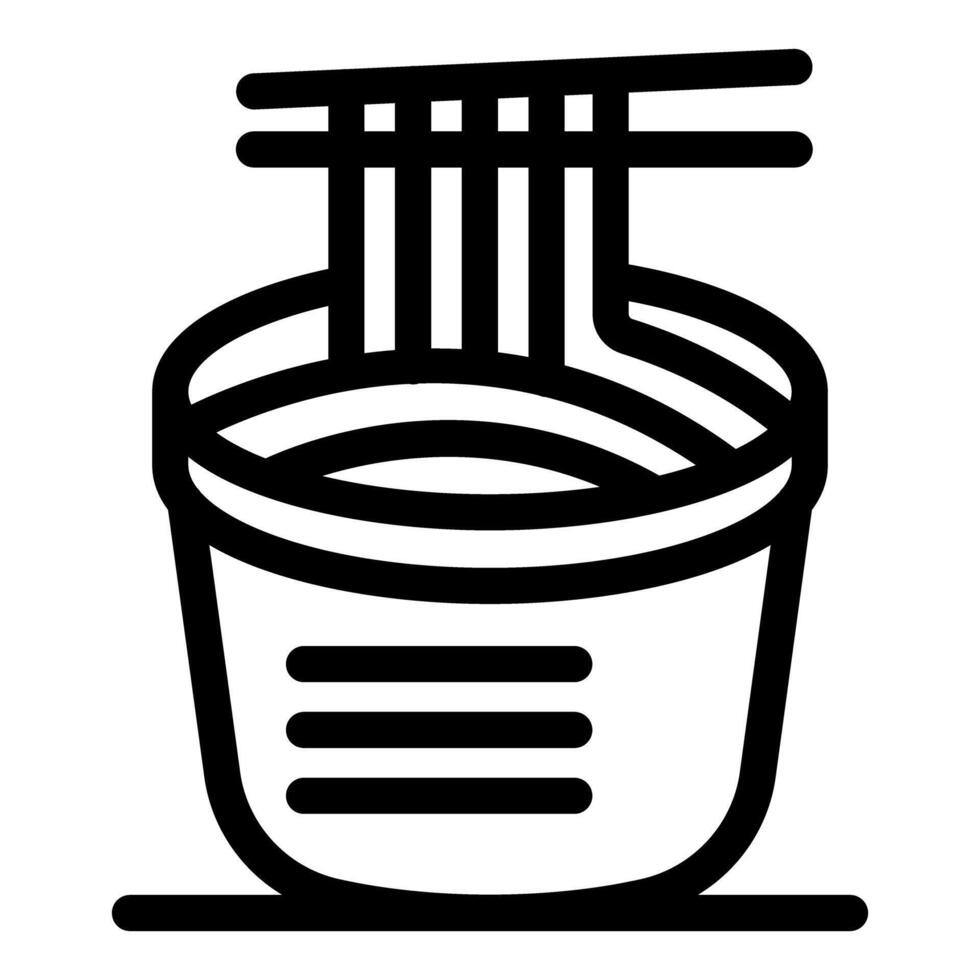 Chopsticks holding noodles over cup of instant ramen vector