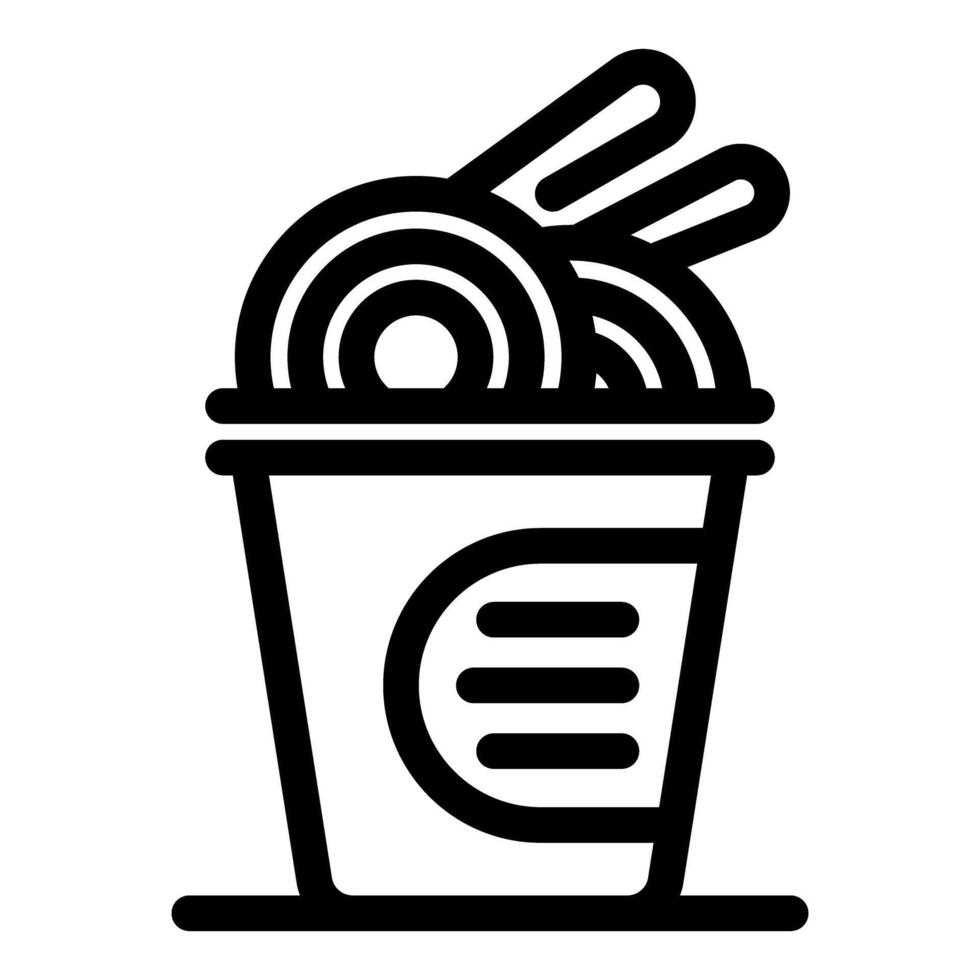A black and white icon of a cup of noodles vector