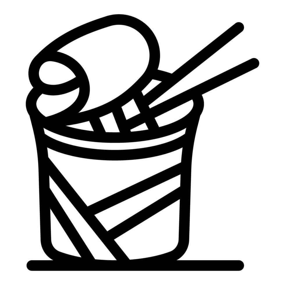 Instant noodles cup with chopsticks and egg ready to eat vector
