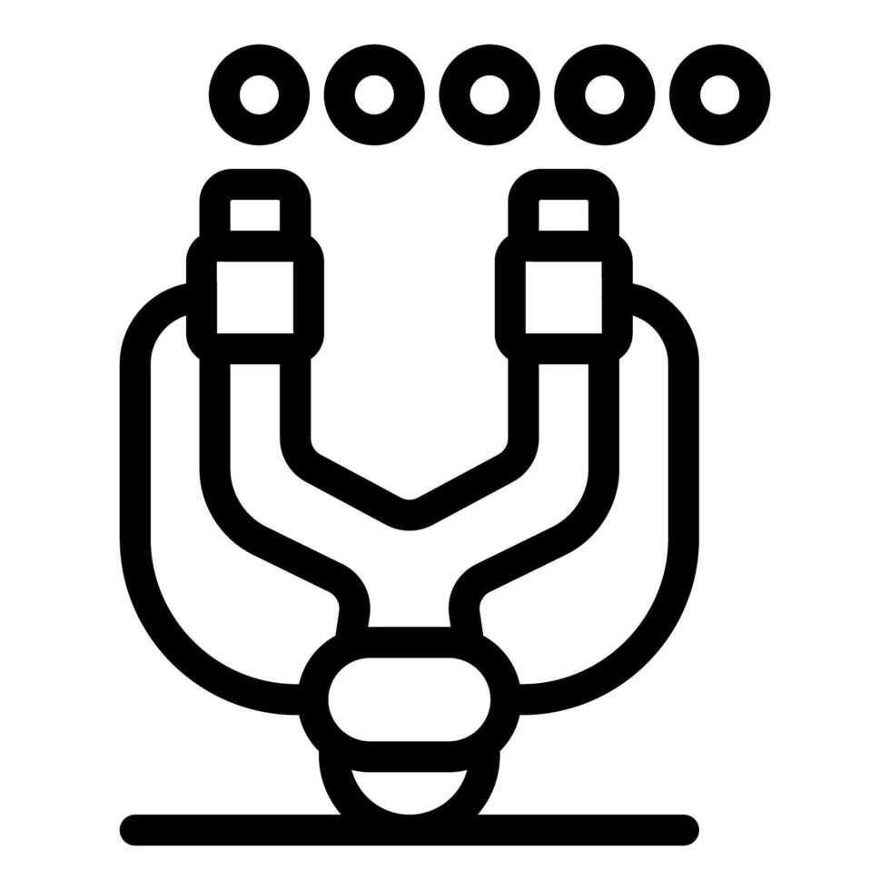 Slingshot aiming five targets, outdoor game for fun and precision vector