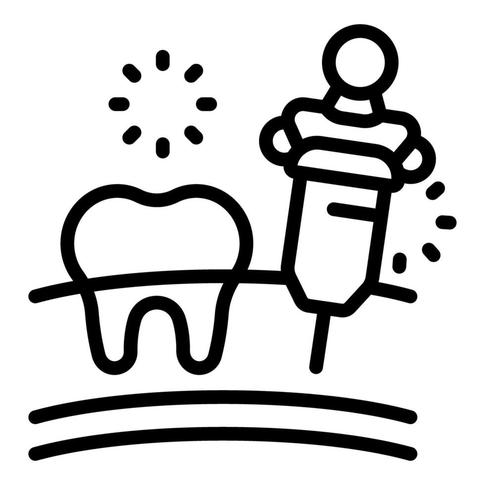 Dentist performing treatment on tooth with dental drill, restoring oral health vector