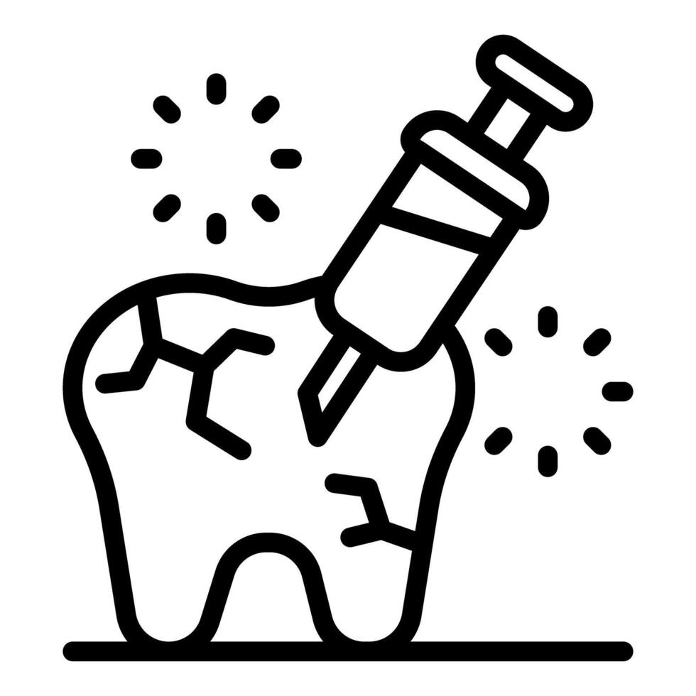 Dentist injecting anesthesia into damaged tooth for treatment vector