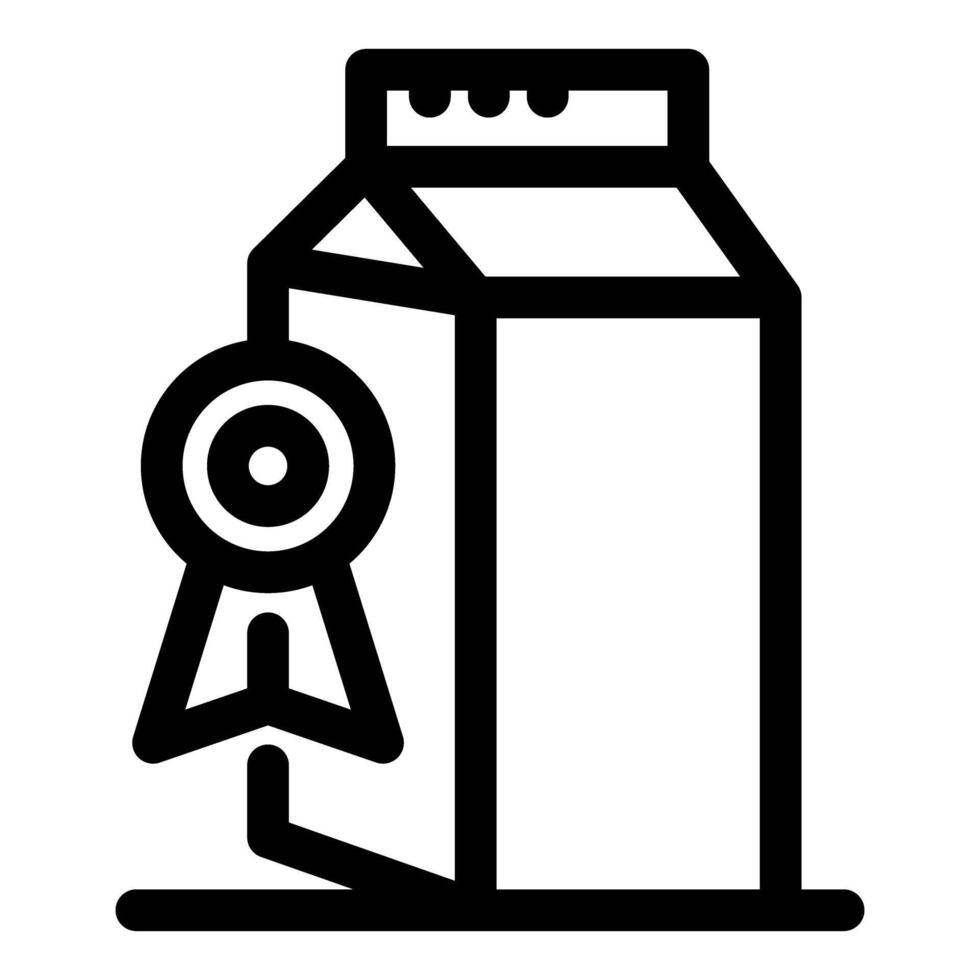 Best quality milk carton with award ribbon, healthy dairy product vector