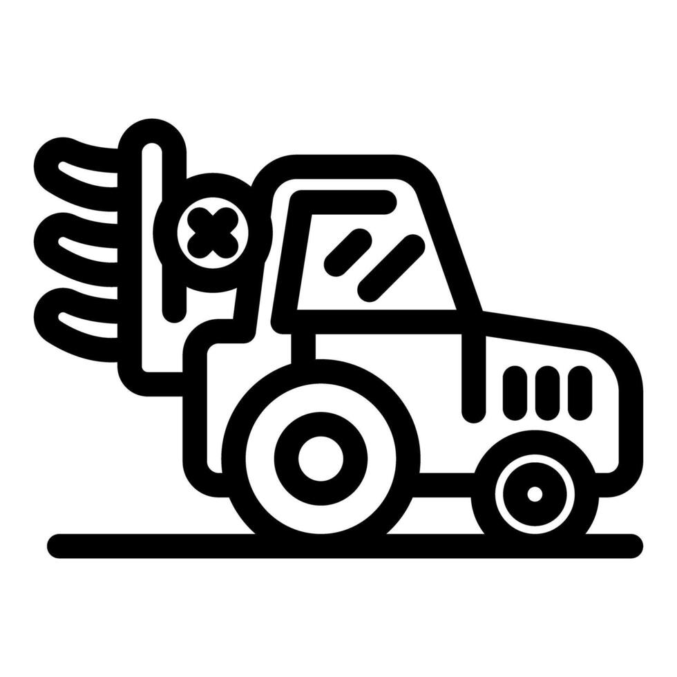 Forklift truck moving cargo on pallets in outline style vector