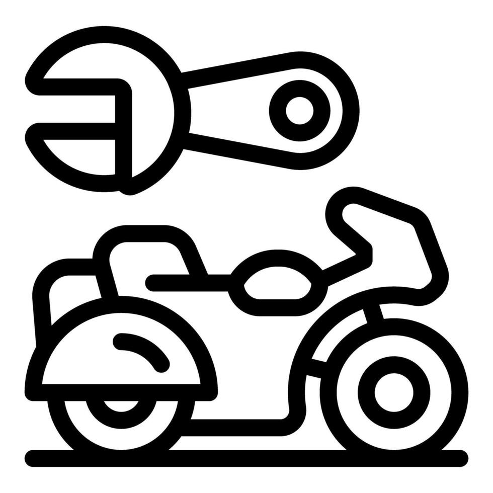 Wrench maintaining sport motorcycle representing repair and maintenance vector