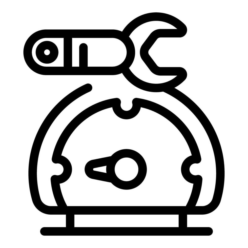 Wrench and screwdriver fixing pressure gauge icon, plumbing repair symbol vector