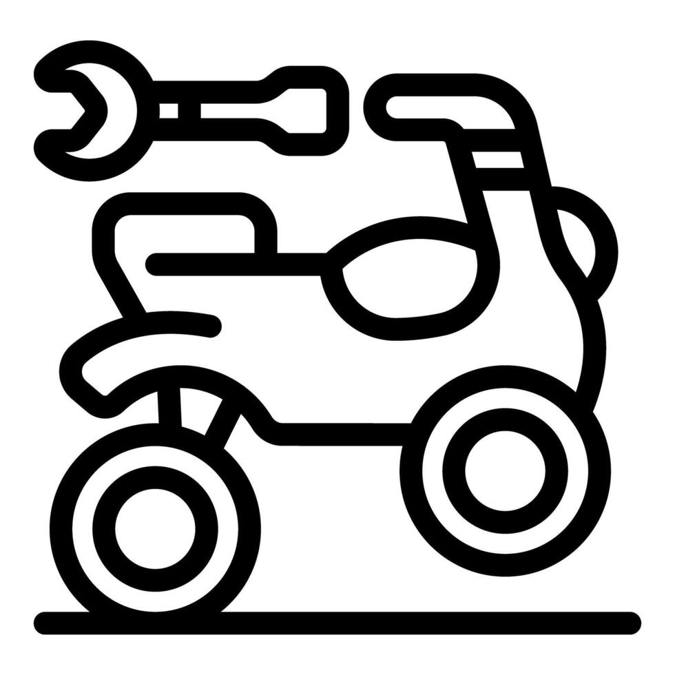 Mechanic fixing kids quad bike with wrench and screwdriver vector