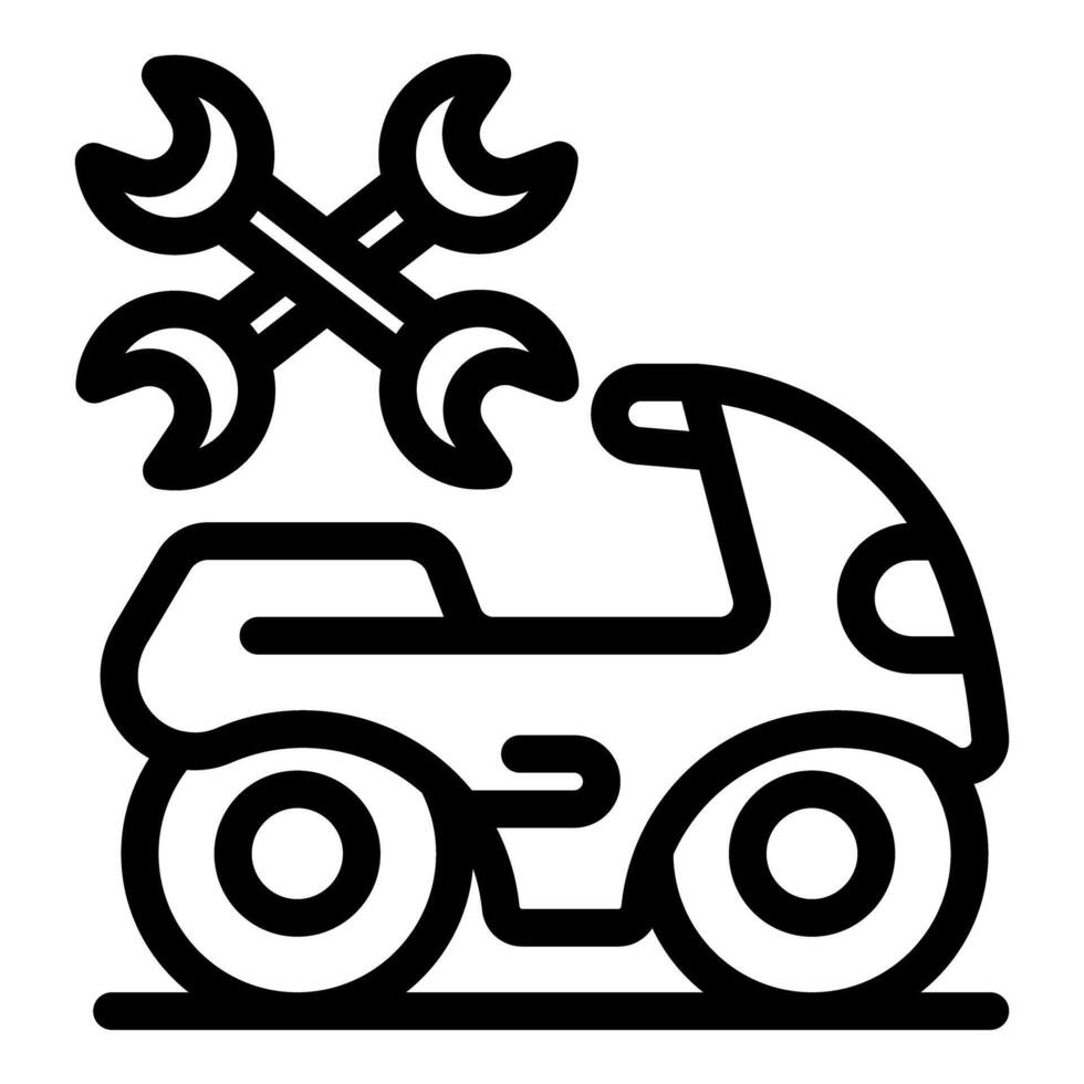 Crossed wrenches hovering over scooter for maintenance and repair vector