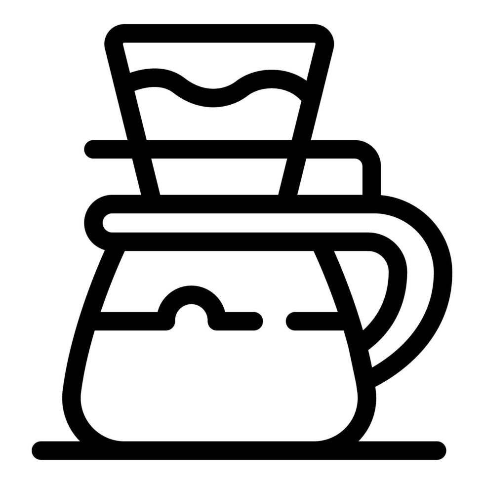 Filtering coffee in modern glass pour over brewer, brewing a perfect cup vector