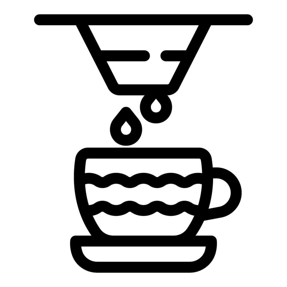Filter coffee maker pouring delicious brew into cup vector