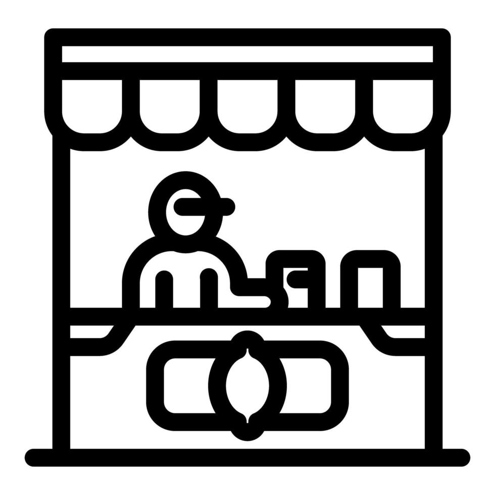 Street food vendor selling freshly squeezed lemonade at a kiosk vector