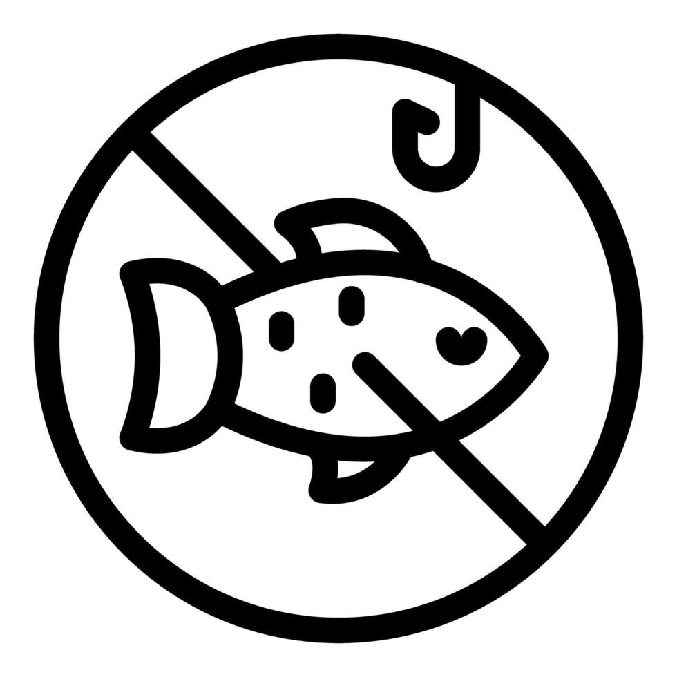 No fishing sign depicting fish and hook, representing fishing ban vector