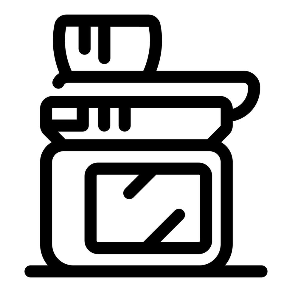 Hair dye cream dripping from a bowl into a jar, preparing hair coloring treatment vector