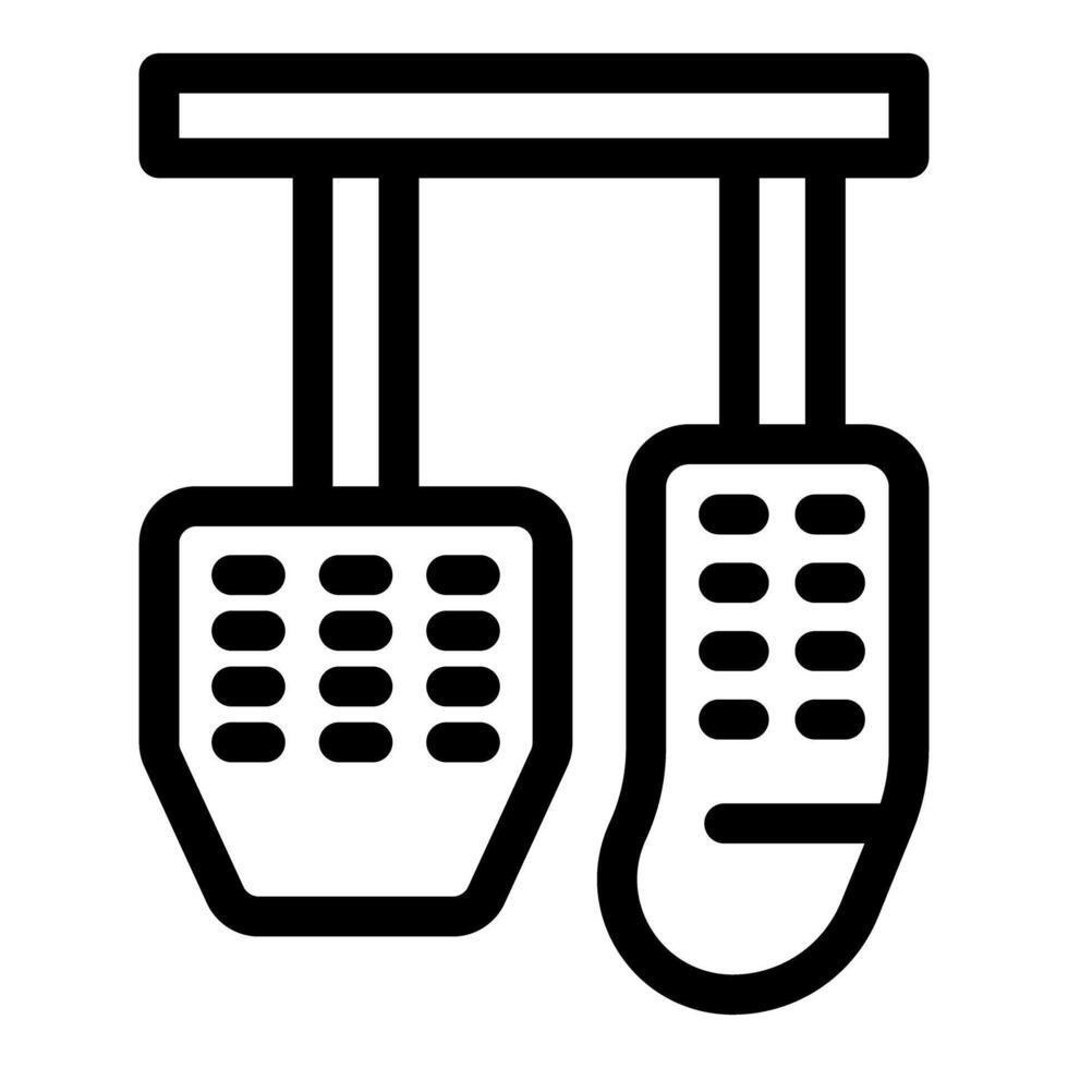 Car pedals showing brake and accelerator, driving and speed control vector
