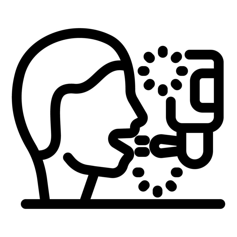Doctor measuring patient's breath temperature with infrared thermometer icon vector