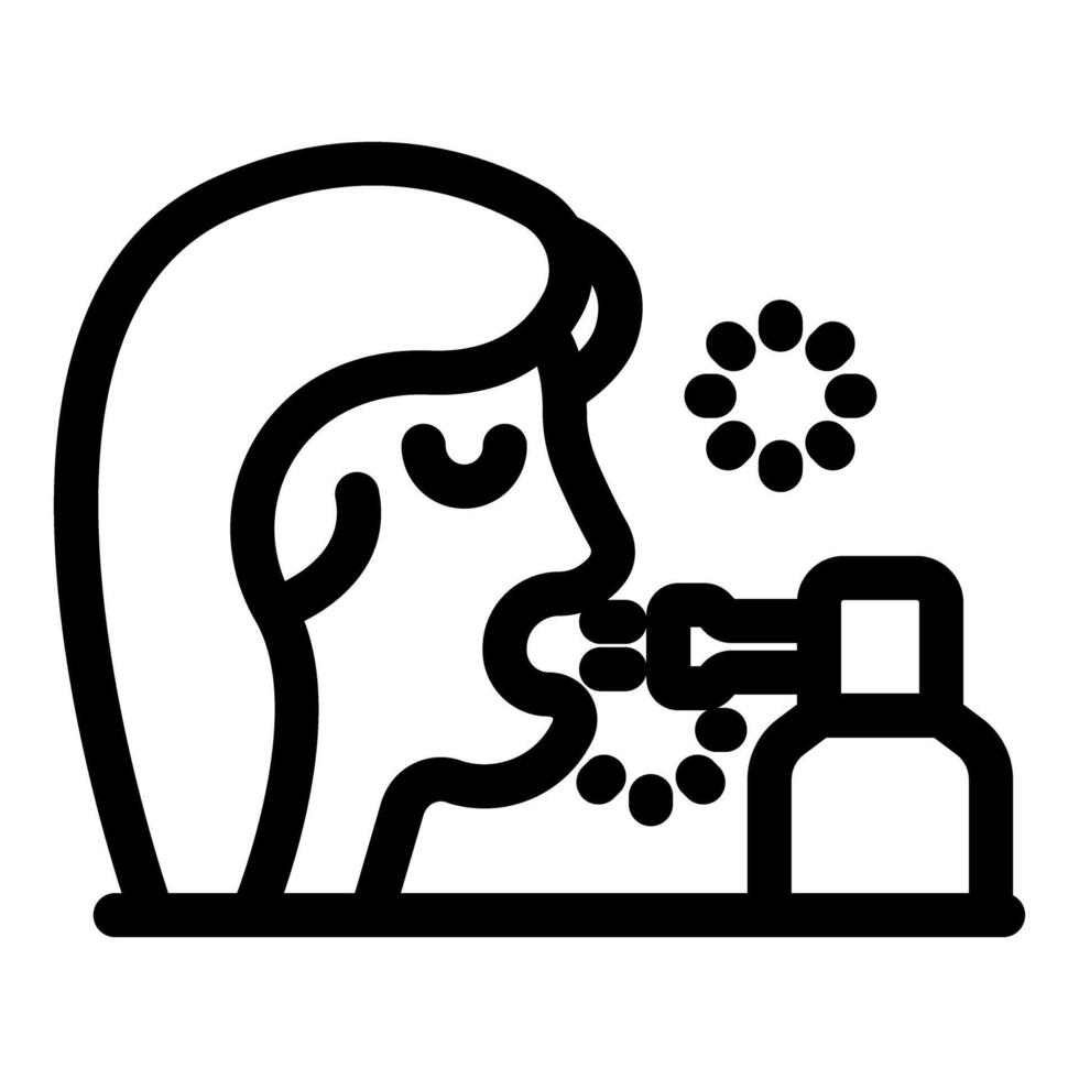 Woman using breath spray for freshness and oral hygiene vector