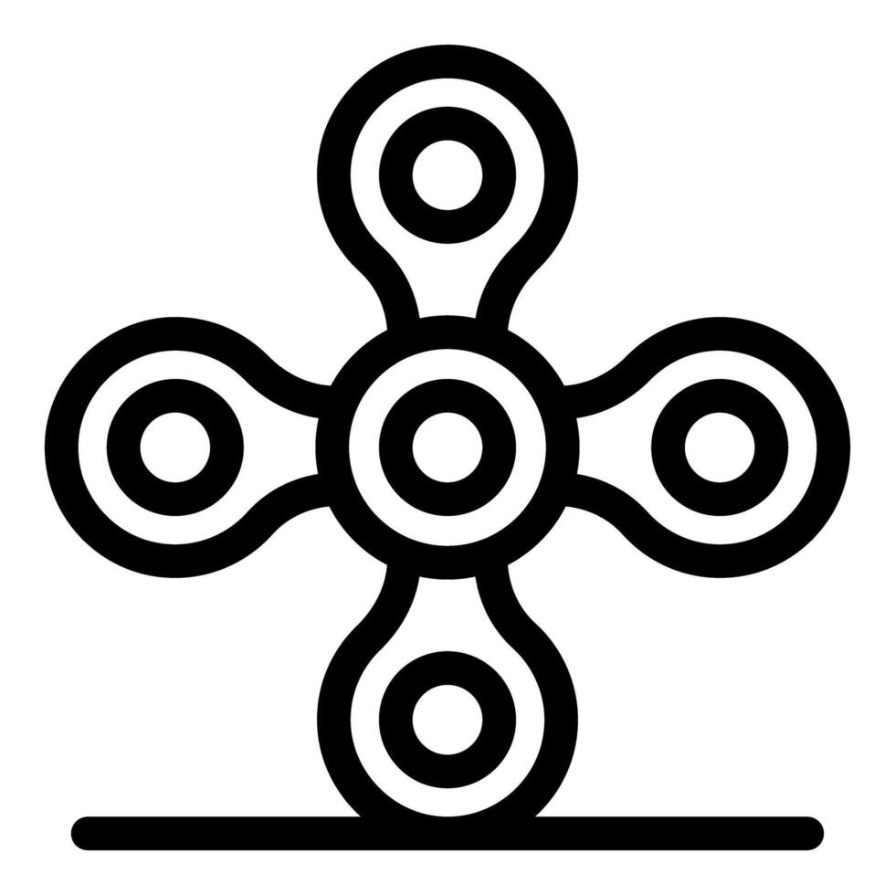 Hand spinner toy balancing on surface, simple line art icon vector