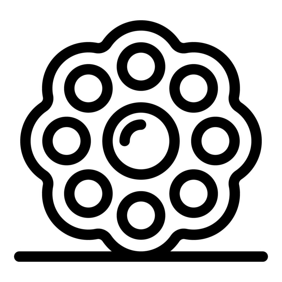 Pop it toy with eight bubbles and a central button resting on a surface vector