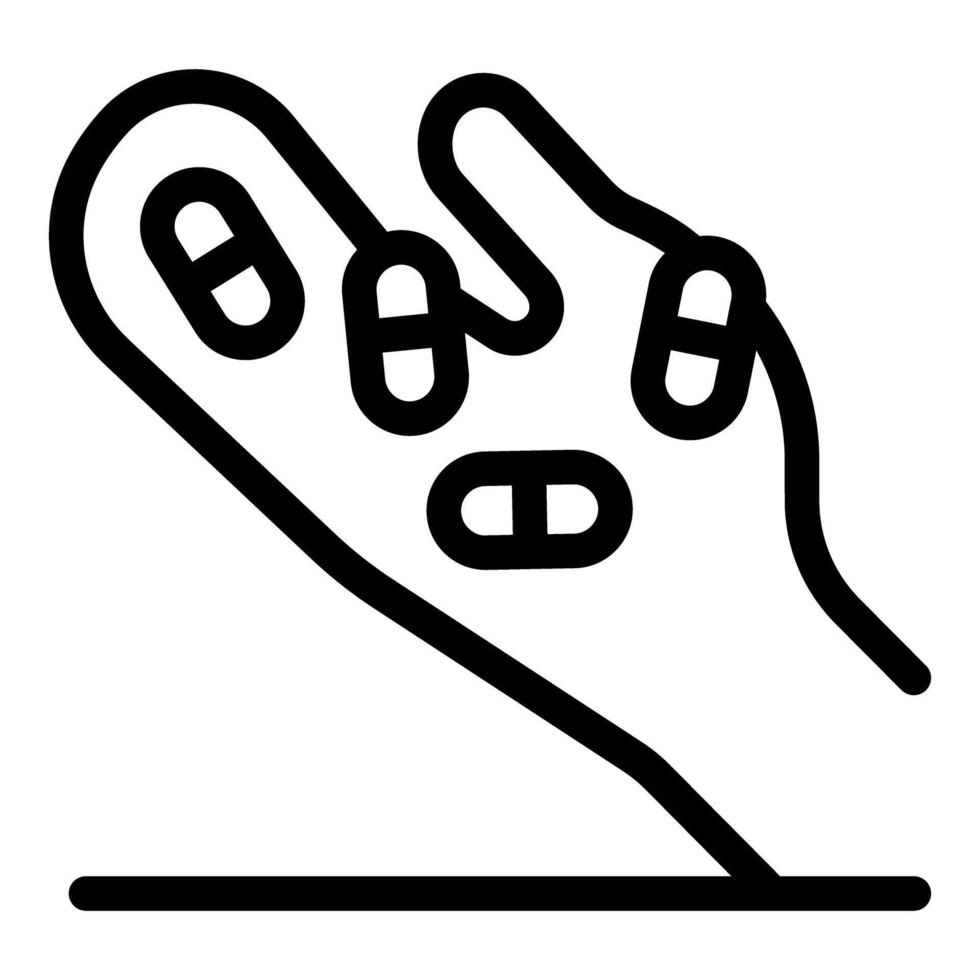 Hand holding multiple pills for drug addiction treatment vector