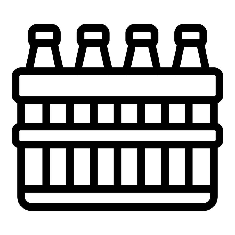 Wooden box holding four beer bottles for storage and transport vector