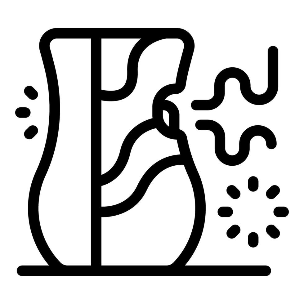 Broken vase releasing bad smell and bacteria spreading around vector