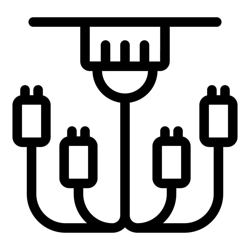 Chandelier connecting to ceiling wiring with multiple lightbulb sockets vector
