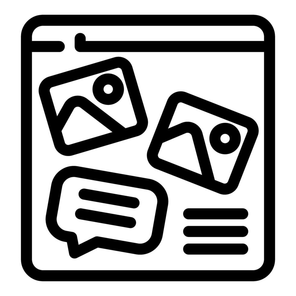 Webpage showing photo sharing and messaging interface vector