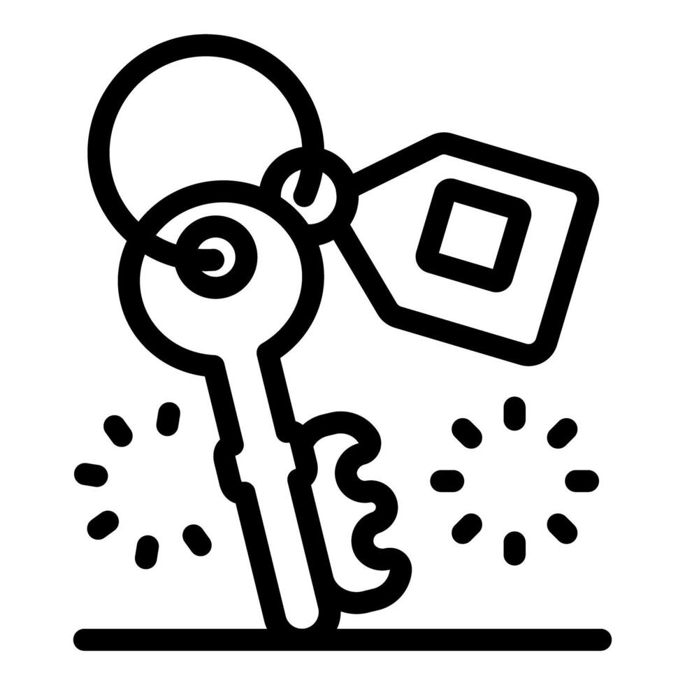 Keys with keyring and label resting on surface, representing security and access vector