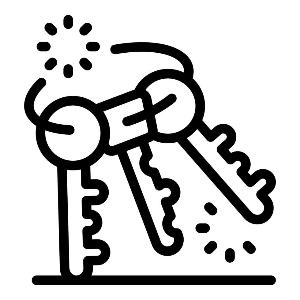 Keys dropping on the floor making a noise, key ring falling down vector