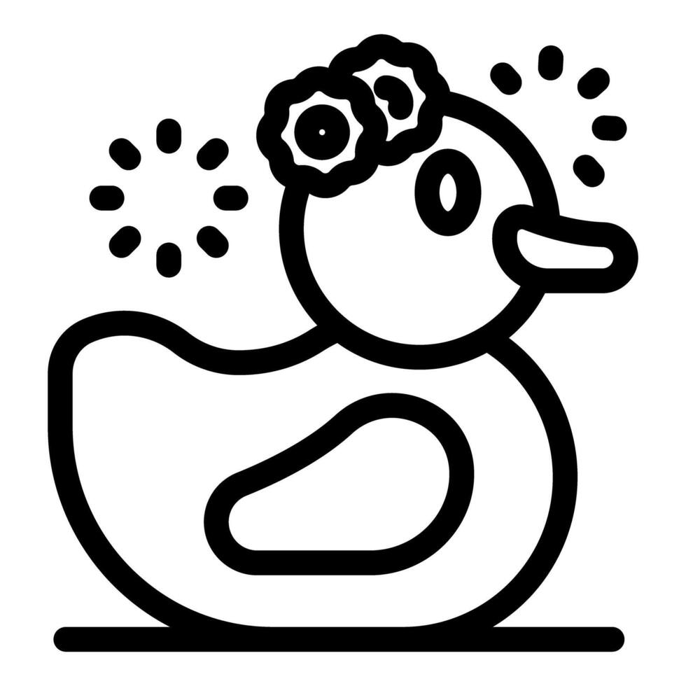 Cute duck wearing flower crown, sparkling cleanliness symbol vector
