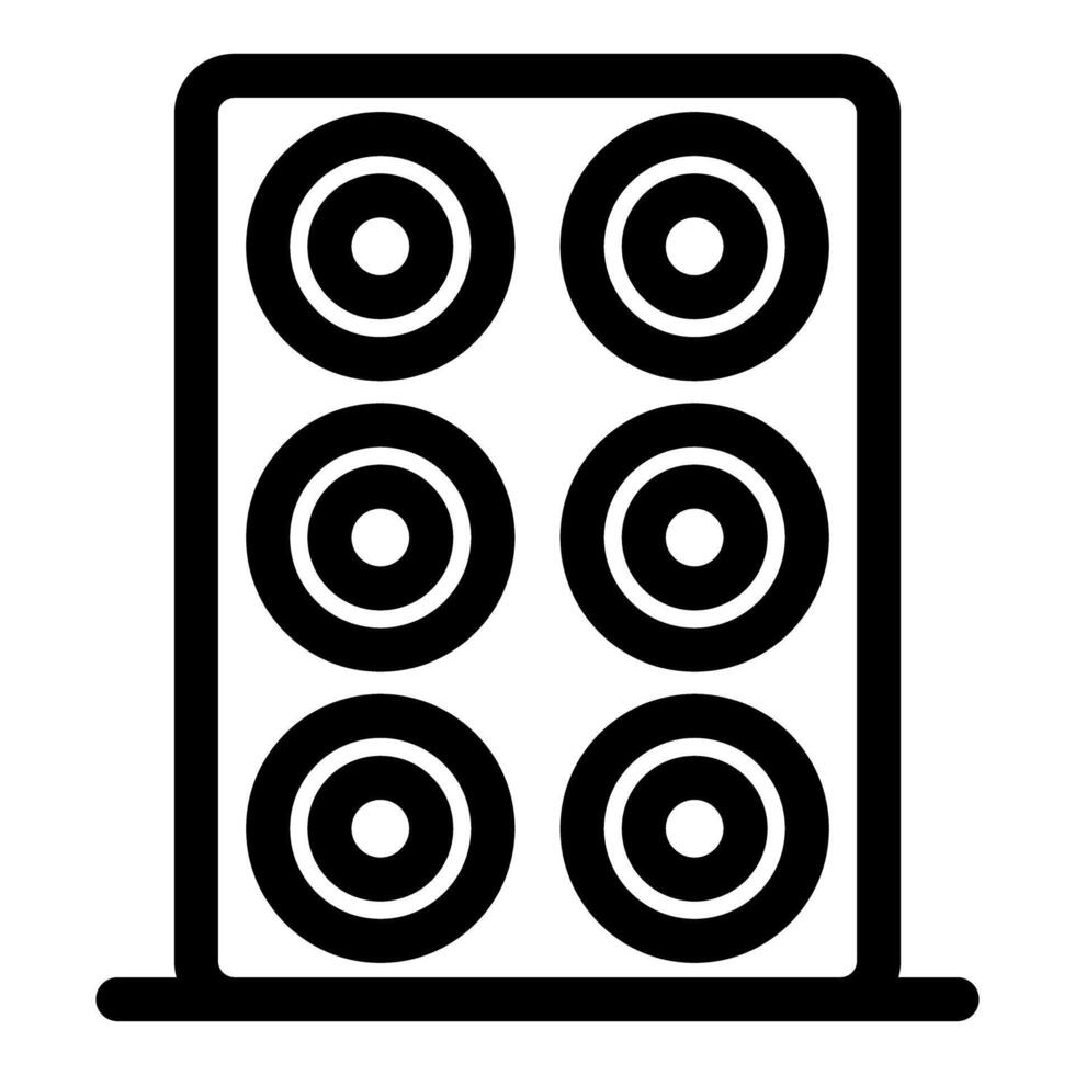 Big audio speaker with six loudspeakers playing loud music vector