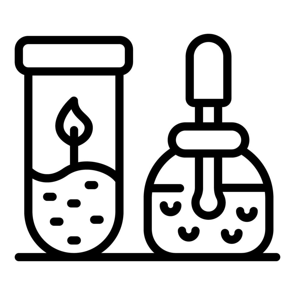 Scientist analyzing growing seed and liquid chemical substance in laboratory glassware vector