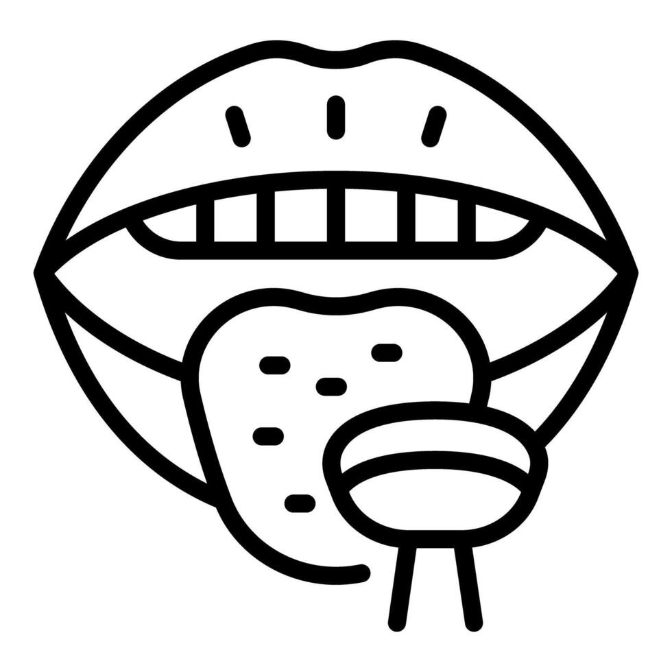 Mouth licking lollipop candy showing tongue taste buds vector