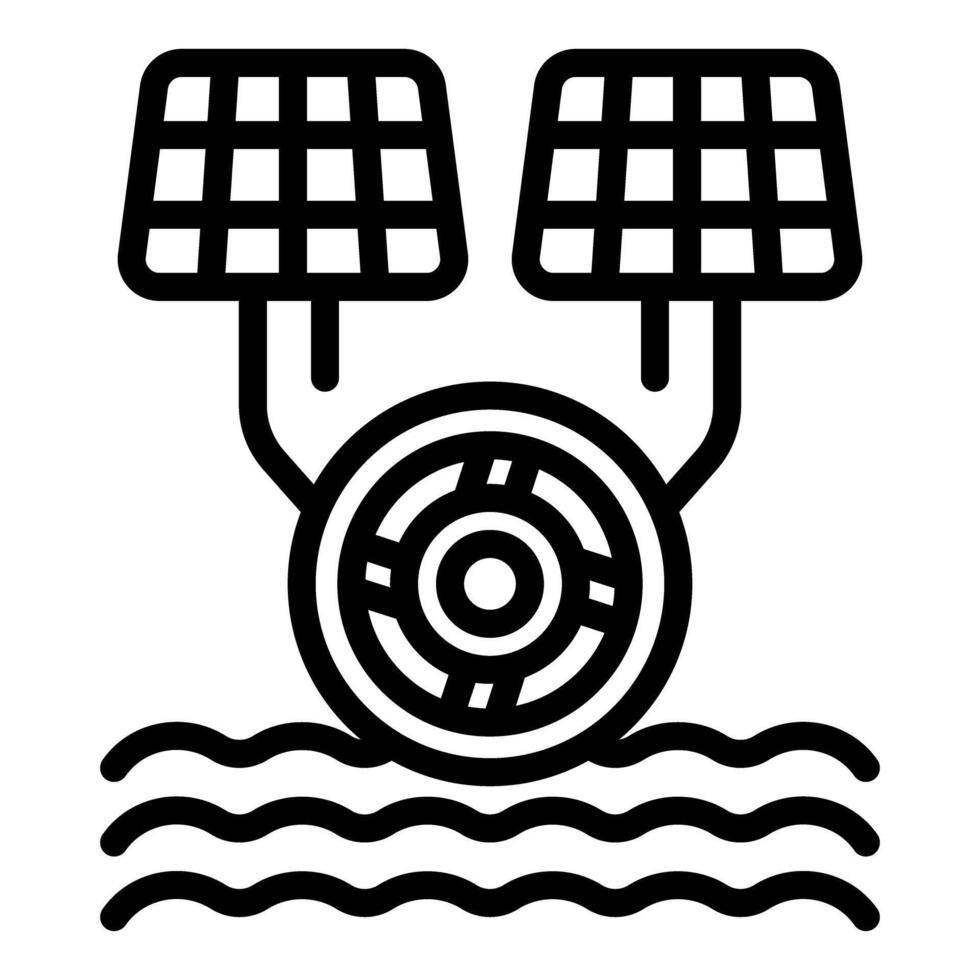 Water turbine generating electricity using solar panels vector