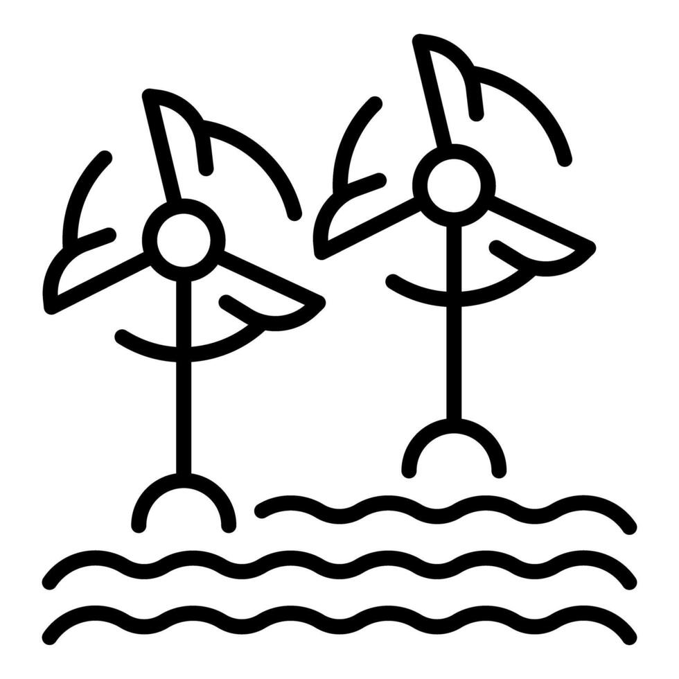 Two wind turbines generating green energy from ocean currents vector