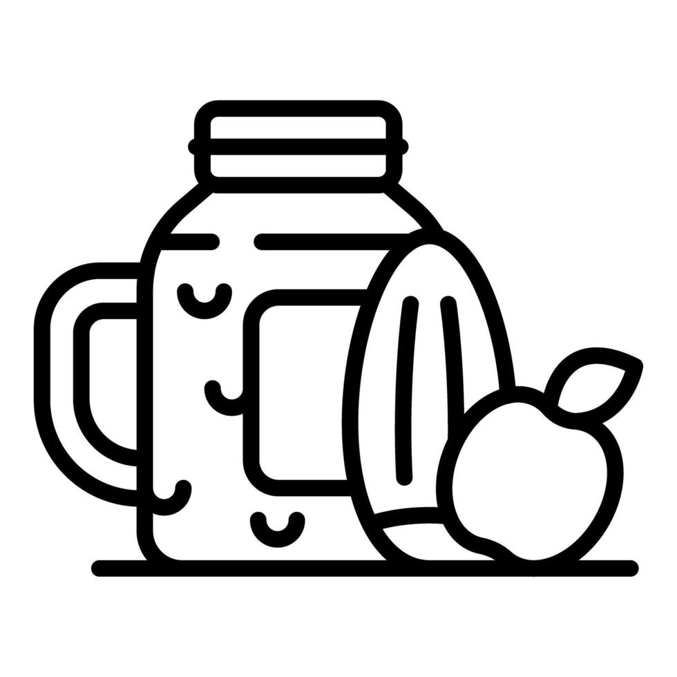 Mason jar containing detox smoothie with apple and almond ingredients vector