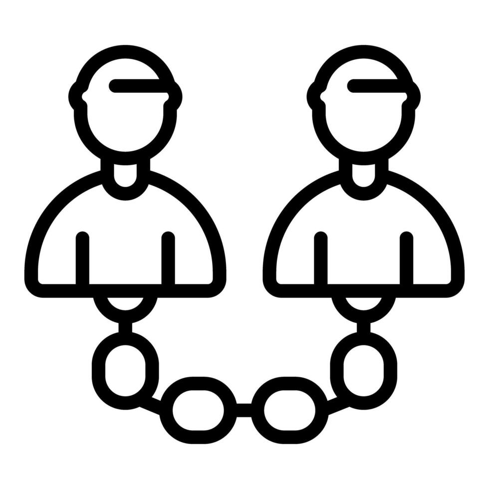 Two people communicating through interconnected circles, building connections and sharing information vector
