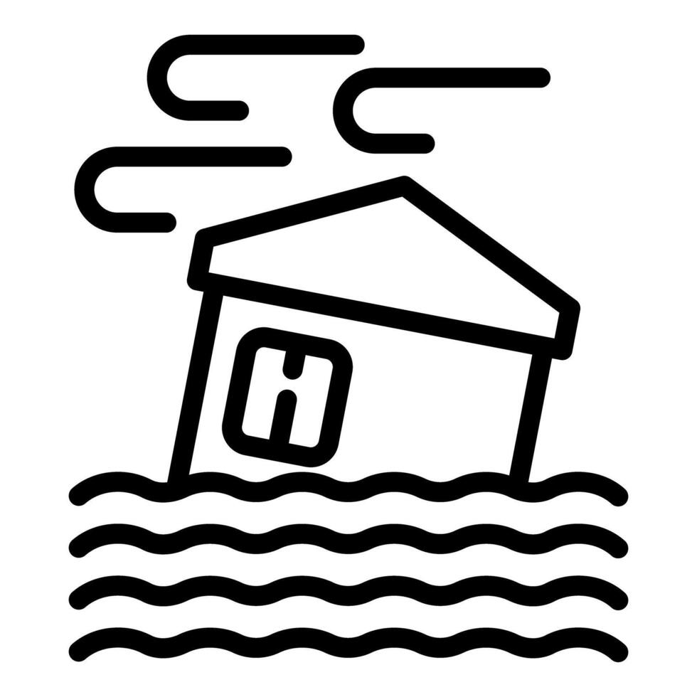 House sinking during a flood with strong wind blowing vector