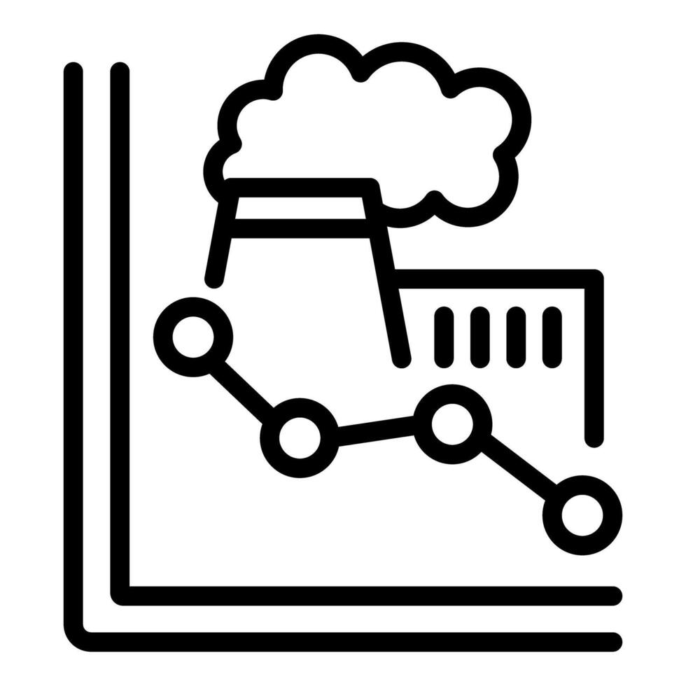 Decreasing graph of factory polluting emissions on a report document vector