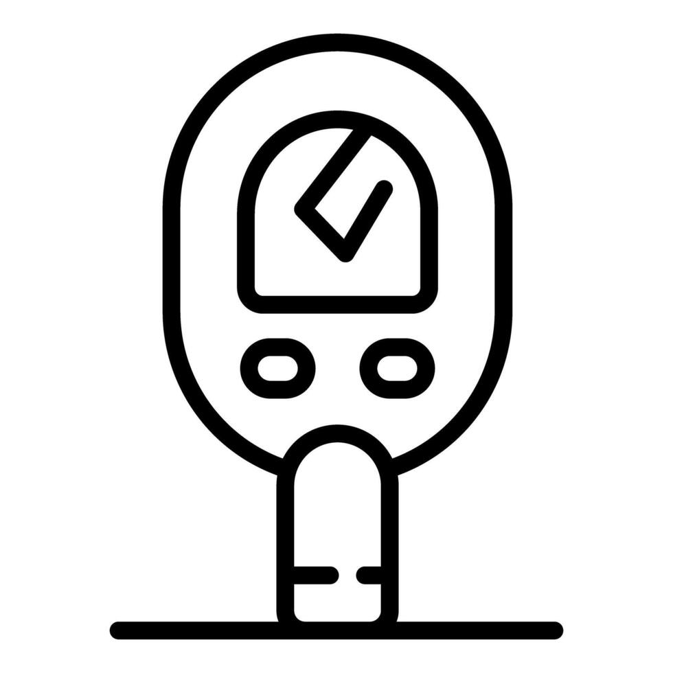 Glucometer showing check mark icon, measuring blood glucose level with portable device vector